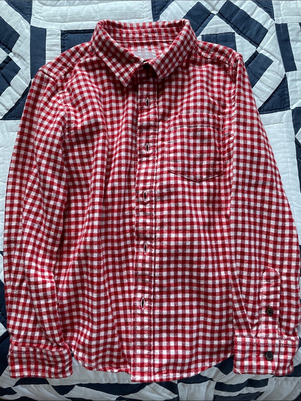 Cat & Jack Red and White Button Down Shirt Boys S Small 6/7